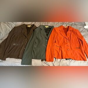 Notations Green,Orange & Brown padded faux suede light buttoned jacket/blazer XL